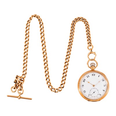 Lot 96 - Open Faced Pocket Watch & Watch Chain