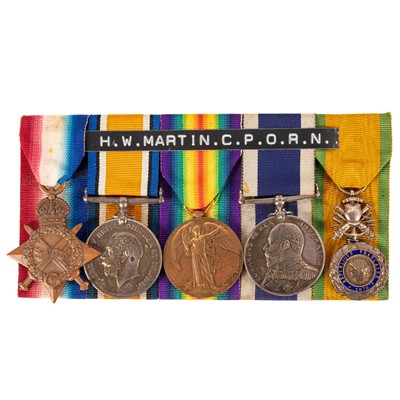 Lot 142 - Group, WWI Medal Pair, Naval Long Service & Good Conduct Medal, and French Medaille Militaire