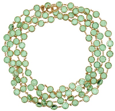 Lot 73 - Chanel Green Crystal Bezel Sautoir Necklace