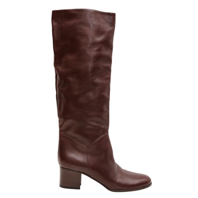 Lot 92 - Chanel Brown CC Low Heel Knee High Boot - Size 40