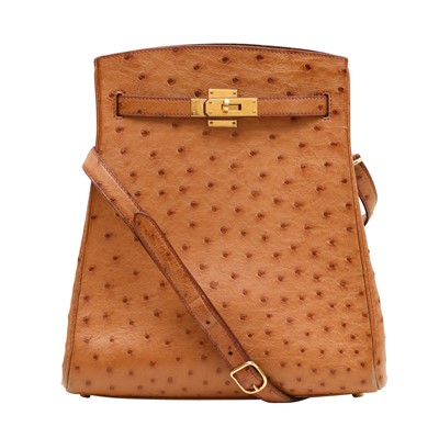 Lot 114 - Hermes Cognac Ostrich Kelly Sport 24