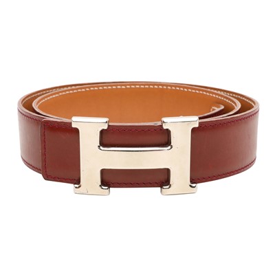Lot 21 - Hermes Bordeaux Swift Constance Belt - Size 75