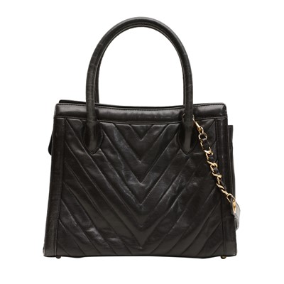 Lot 148 - Chanel Black Chevron Top Handle Bag