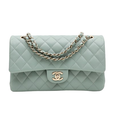 Lot 51 - Chanel Duck Egg Blue Medium Classic Double Flap Bag
