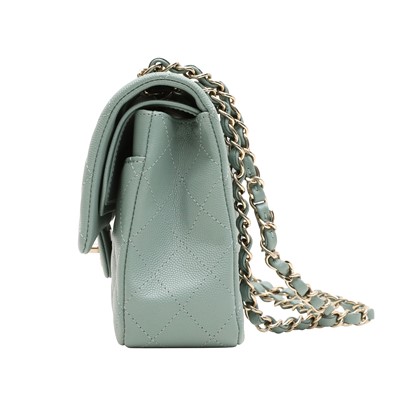 Lot 51 - Chanel Duck Egg Blue Medium Classic Double Flap Bag