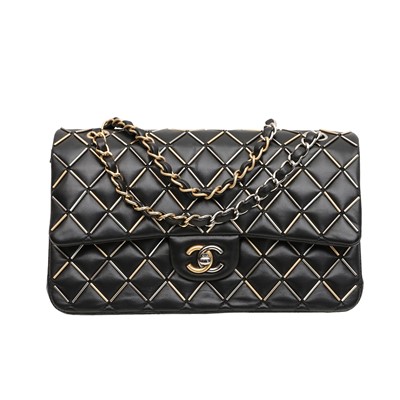 Lot 166 - Chanel Black Medium Embellished Double Flap Bag