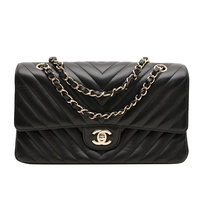 Lot 169 - Chanel Black Medium Chevron Double Flap Bag