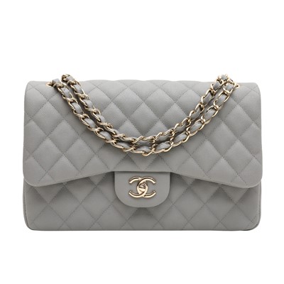 Lot 34 - Chanel Grey Jumbo Classic Double Flap Bag