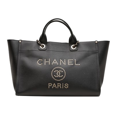 Lot 158 - Chanel Black Studded Deauville Tote
