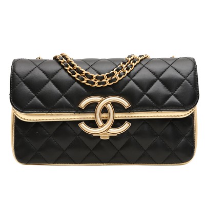 Lot 162 - Chanel Black Chic Double Flap Bag