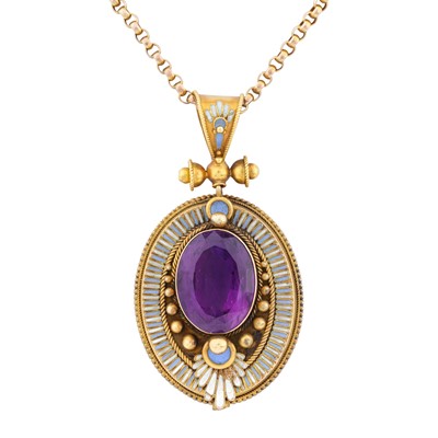 Lot 11 - An amethyst pendant necklace, circa 1860
