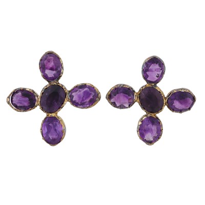 Lot 2 - A pair of amethyst earrings
