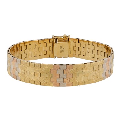 Lot 166 - A three-colour fancy-link bracelet