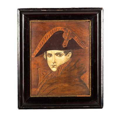 Lot 404 - Napoleon Bonaparte, a late 19th century marquetry portrait panel