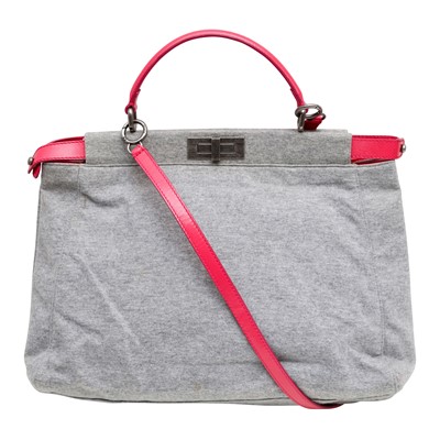 Lot 390 - Fendi Grey Jersey Large Peekaboo Bag