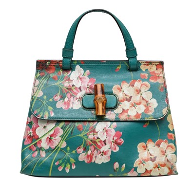 Lot 414 - Gucci Green Blooms Bamboo Daily Bag