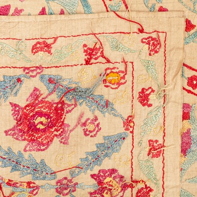 Lot 59 - An antique silk Suzani embroidery, Uzbekistan