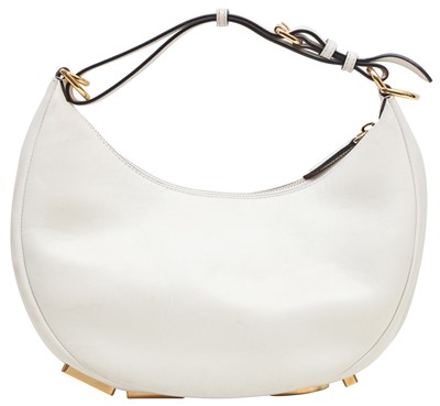 Lot 189 - Fendi White Fendigraphy Small Hobo Bag