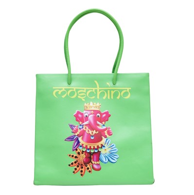 Lot 483 - Moschino Lime Green Crowned Elephant Book Tote