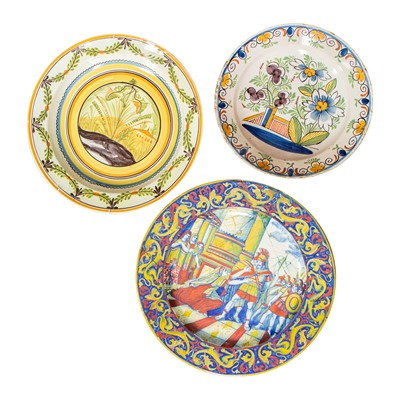 Lot 313 - Three Faience / Majolica dishes