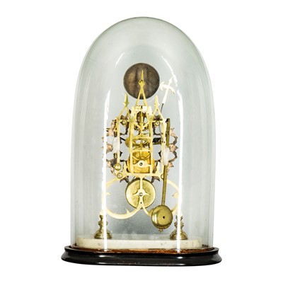 Lot 46 - A Victorian brass skeleton clock
