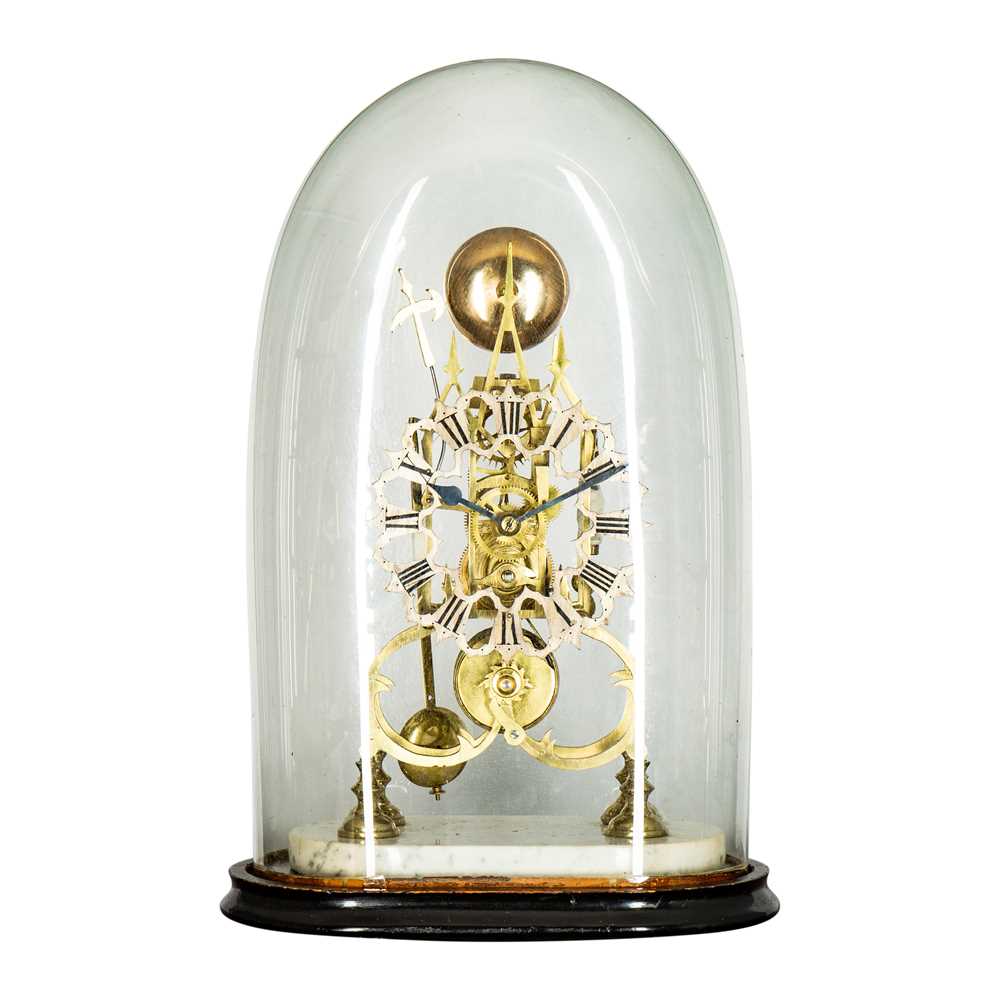 Lot 46 - A Victorian brass skeleton clock