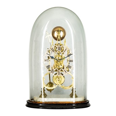 Lot 120 - A Victorian brass skeleton clock