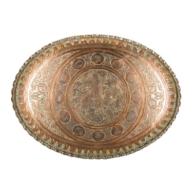Lot 252 - A 19th century Persian 'Signs of the Zodiac' copper oval tray