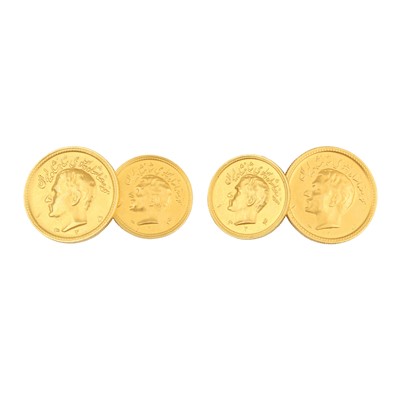 Lot 125 - A pair of Iranian coin cufflinks
