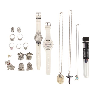 Lot 422 - A collection of silver, costume jewellery, and watches