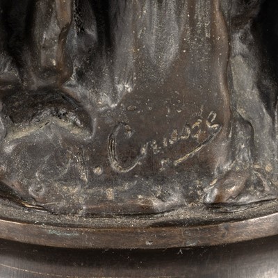 Lot 82 - An Art Nouveau style bronze figural lamp, second half of the 20th century