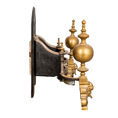 Lot 39 - A late Victorian brass and cast iron firegrate, late 19th century