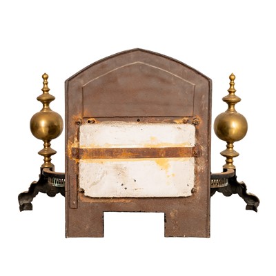 Lot 39 - A late Victorian brass and cast iron firegrate, late 19th century