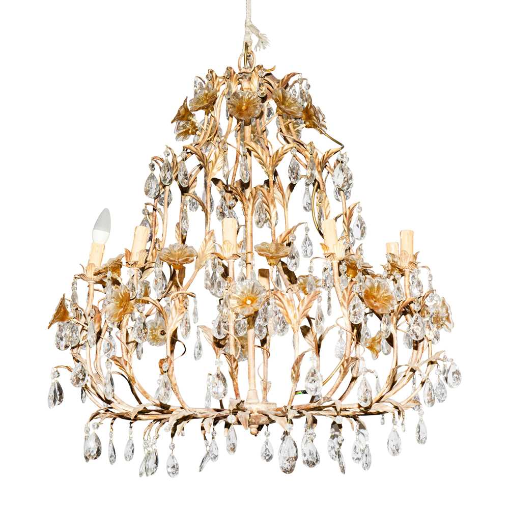 Lot 88 - A Venetian gilt metal and glass chandelier, mid-20th century