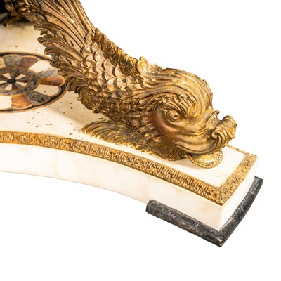 Lot 14 - A Neoclassical style marble, giltwood and gilt composition center table, late 20th century