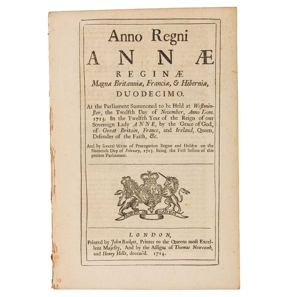 Lot 64 - Act of Parliament, Reign of Queen Anne