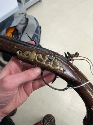 Lot 92 - A flintlock holster pistol, circa 1800