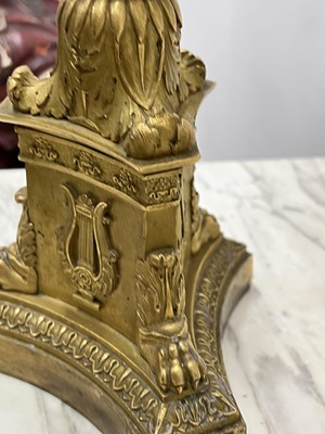 Lot 67 - A pair of Napoleon III period bronze and parcel gilt candelabra, circa 1860