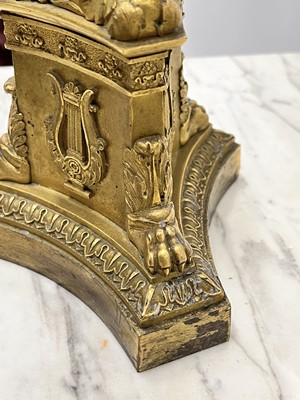 Lot 67 - A pair of Napoleon III period bronze and parcel gilt candelabra, circa 1860