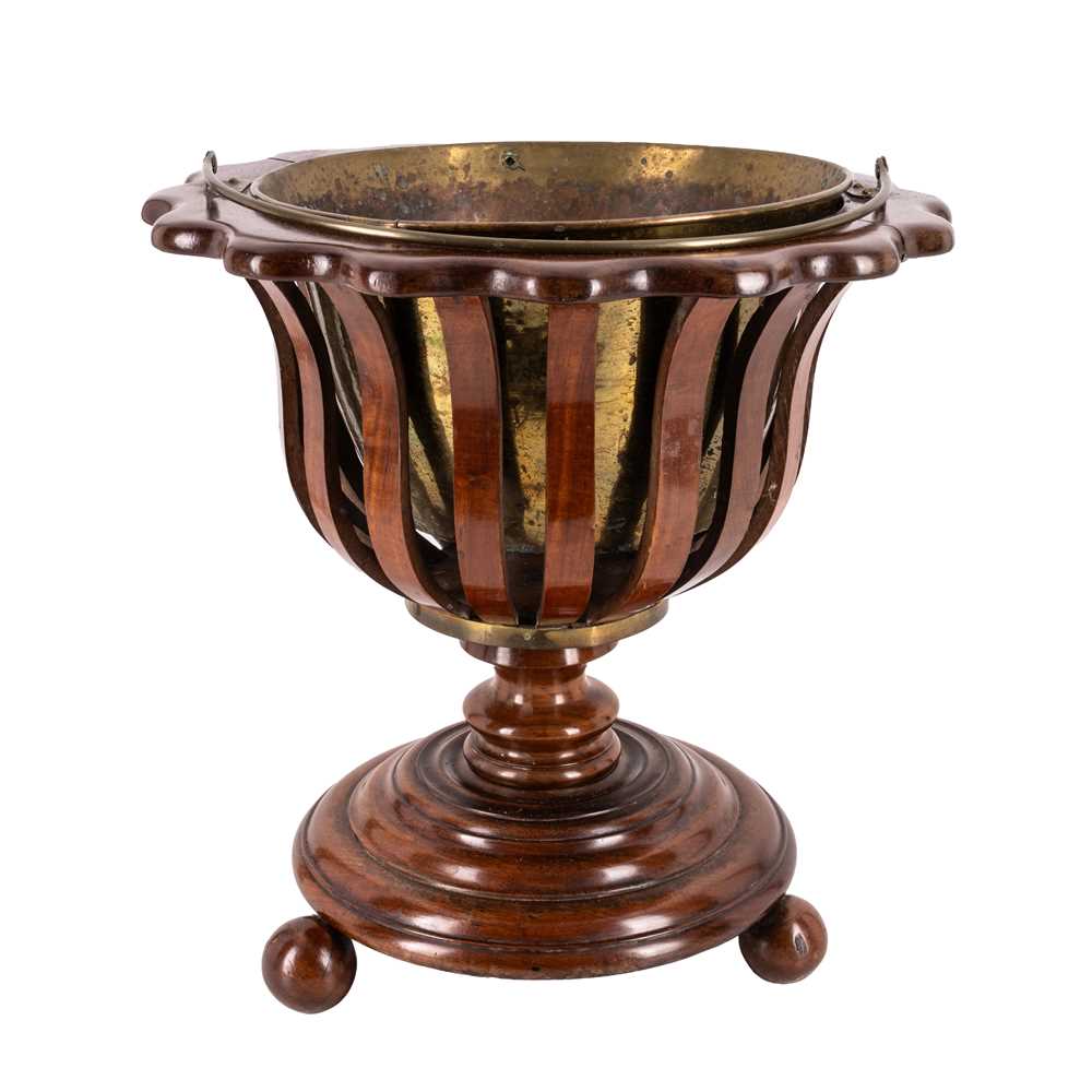 Lot 66 - A 19th century Dutch walnut 'teestoof' or tea kettle pail, circa 1880