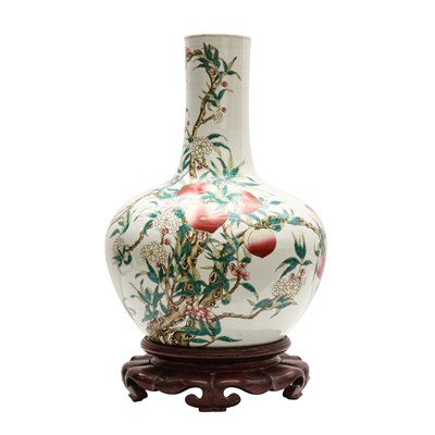 Lot 103 - A large Chinese famille-rose 'peaches' vase, Republic period, Qianlong mark