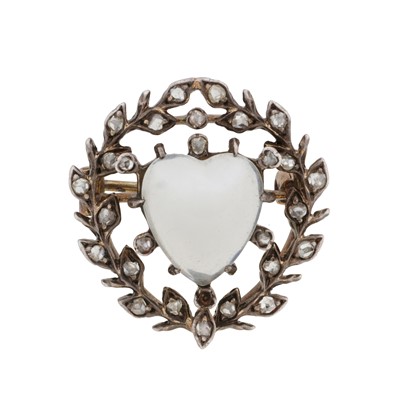 Lot 58 - A moonstone and diamond brooch