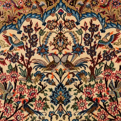 Lot 75 - An extremely fine part silk Isfahan prayer rug, central Persia