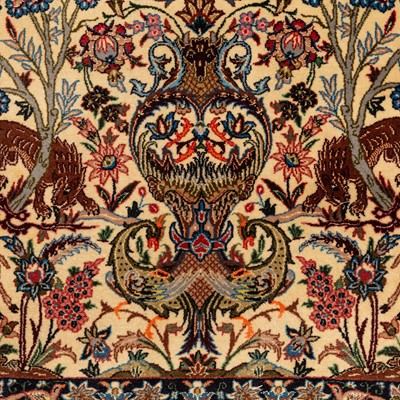 Lot 75 - An extremely fine part silk Isfahan prayer rug, central Persia