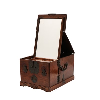 Lot 193 - A Chinese hardwood travelling vanity case, Qing dynasty, 19th century