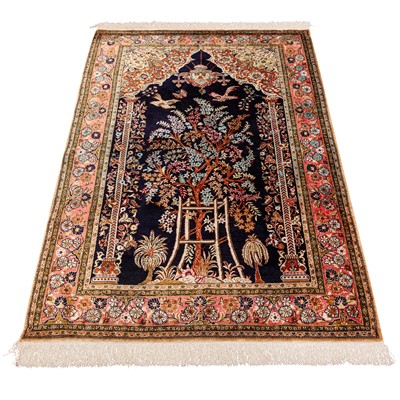 Lot 28 - A very fine silk Qum prayer rug, central Persia
