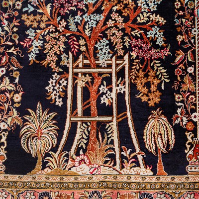 Lot 28 - A very fine silk Qum prayer rug, central Persia