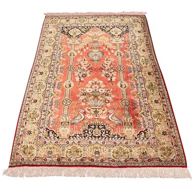 Lot 62 - A very fine silk Qum prayer rug, central Persia