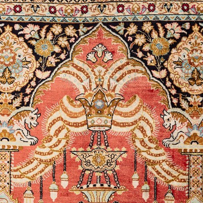 Lot 62 - A very fine silk Qum prayer rug, central Persia