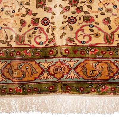 Lot 64 - An extremely fine silk and metal Thread Hereke prayer rug, Turkey